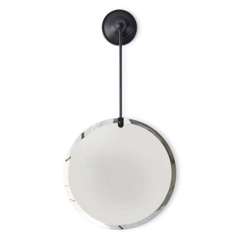 Nerida Round Drop Wall Mirror with Black Metal Clip