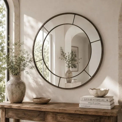 Thayer Black Round Wall Mirror - Modern Decorative Frame Contemporary Mirror