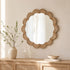Petal Scalloped Round Natural Wood Wall Mirror