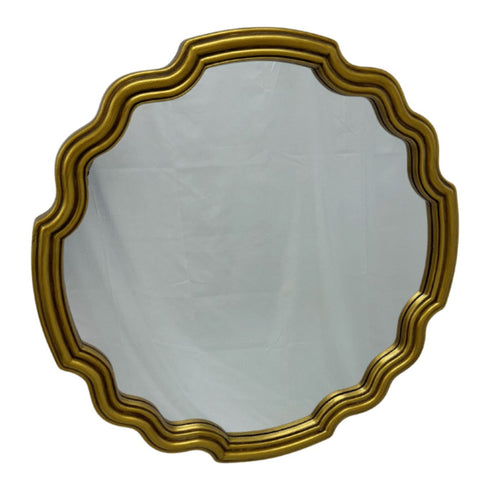Soraya Vintage Wavy Round Wall Mirror Gold