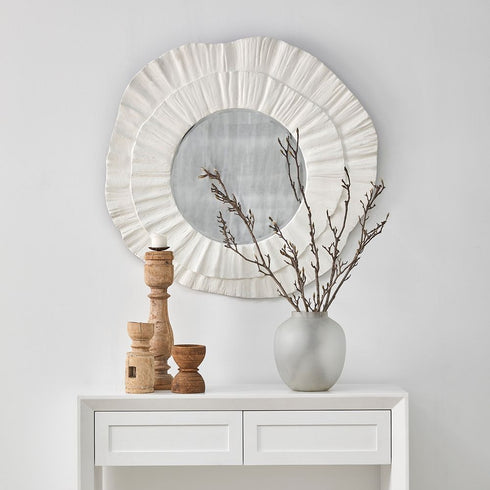 Christine White Round Wall Mirror
