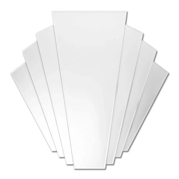 Art Deco fan shaped frameless wall mirror with beveled glass