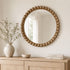 Ember Beaded Natural Wood Round Mirror