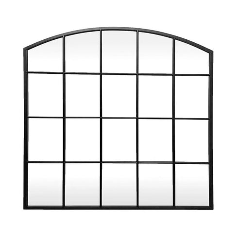 Dune Arched Industrial Grid Black Wall Mirror - Window Style Mirror