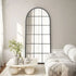 Ella Arched Large Black Wall Mirror - Multi-Pane Grid Design