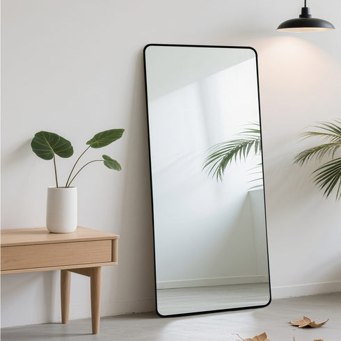 Malen Round Corners Black Wall Mirror