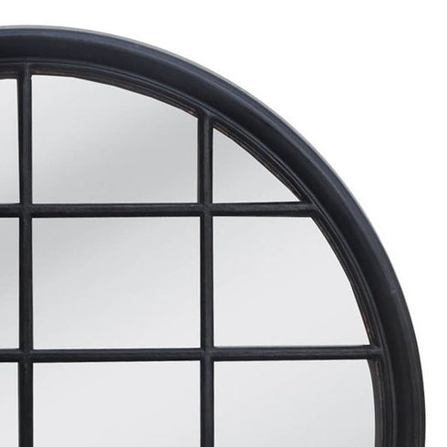 Rowan Black Window Style Round Mirror