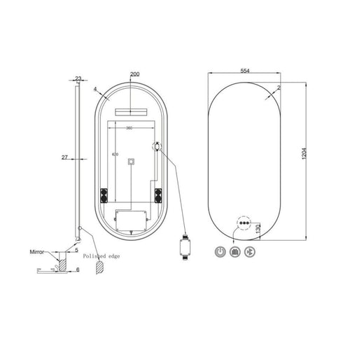 Cameryn Oval Anti-Fog LED Bathroom Mirror - Brushed Gold Frame with Optional Bluetooth Speaker