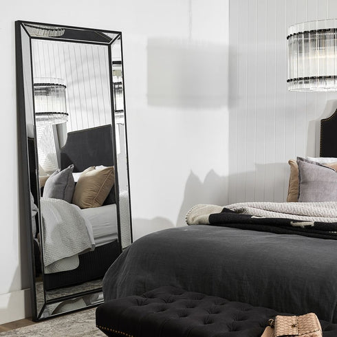 Zeta Beaded Black Wall Mirror