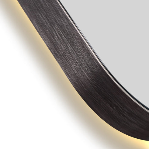 Graeme Rounded Corners Anti-fog Backlit LED Bathroom Mirror - Brushed Nickel Frame with Wave Motion Sensor