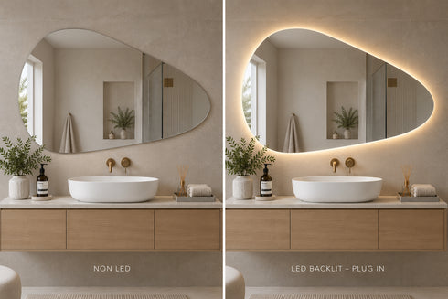 Gordon Irregular Frameless Mirror 1200×700mm - Backlit LED Option