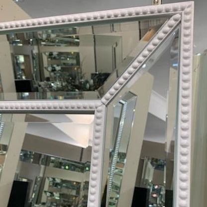Elsa Large White Beaded Wall Mirror