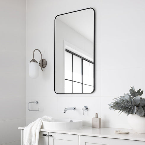 Albin Radius Rectangle Black Wall Mirror