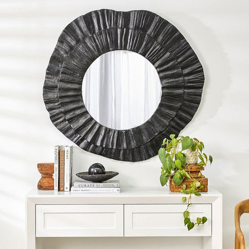Christine Black Round Wall Mirror