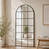 Ella Arched Large Black Wall Mirror - Multi-Pane Grid Design