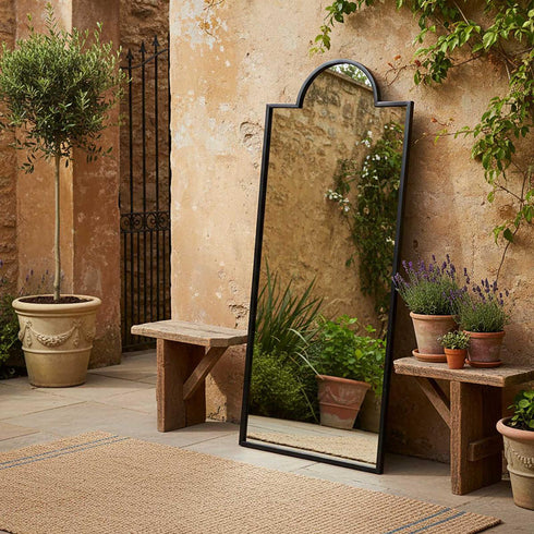 Mylene Outdoor Black Wall Mirror