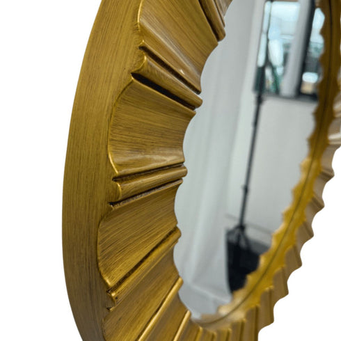 Marletta Antique Gold Round Wall Mirror