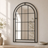 Eira Black Industrial Arched Wall Mirror - Metal Window Frame Decorative Mirror