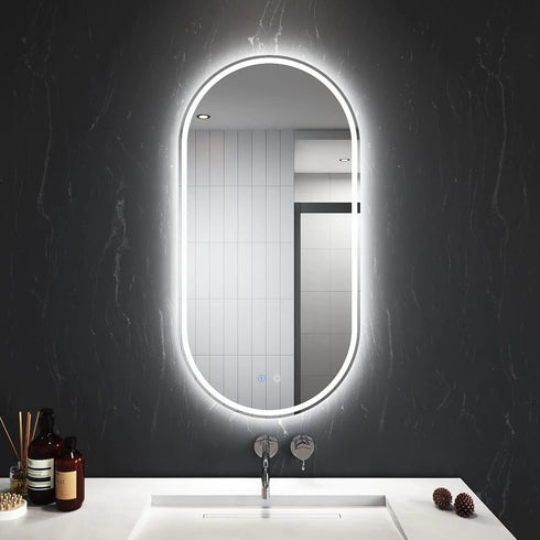 Alyn Anti-fog Oval Back And Front LED Bathroom Wall Mirror