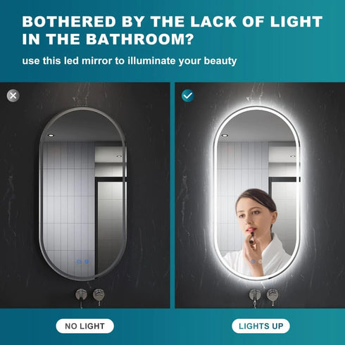 Alyn Anti-fog Oval Back And Front LED Bathroom Wall Mirror