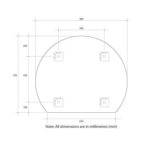 Hamilton D-shaped Bathroom Wall Mirror