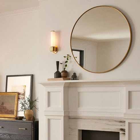 Asa Minimalistic Modern Brass Metal Frame Round Mirror