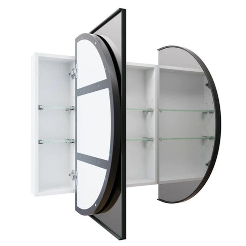 Noelle 3-Door Black Pill Mirror Cabinet