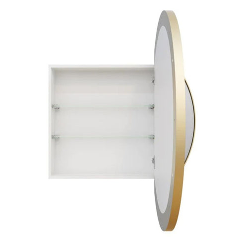 Delany Round Satin Brass Mirror Cabinet