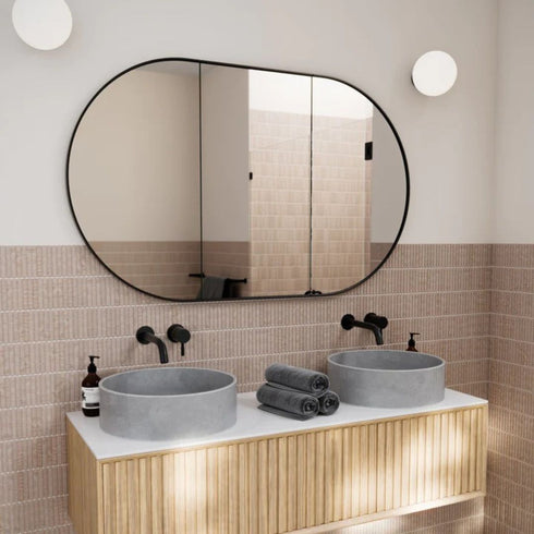 Noelle 3-Door Black Pill Mirror Cabinet