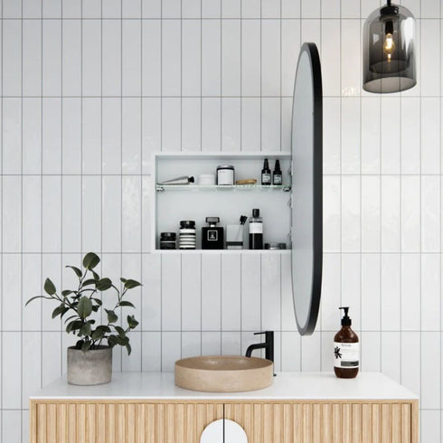 Noelle Black Pill Mirror Cabinet