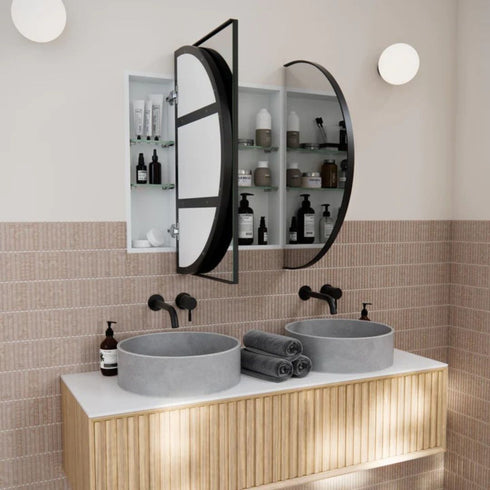 Noelle 3-Door Black Pill Mirror Cabinet