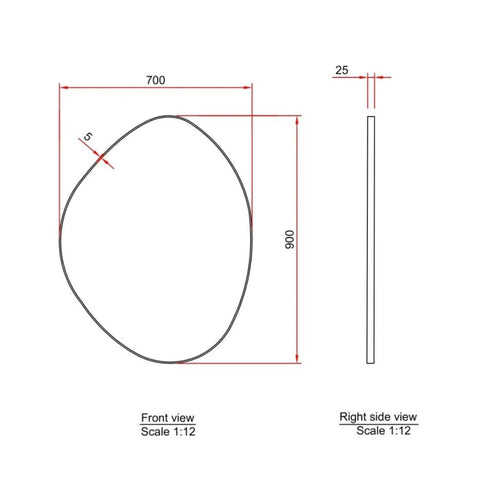 Miel Pebble Shape Satin Brass Wall Mirror