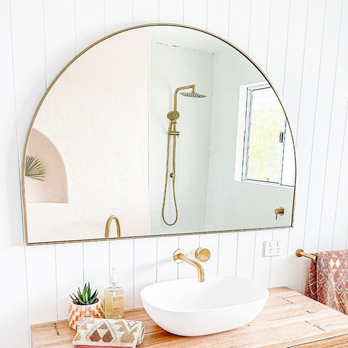 Apsel Arch Brushed Brass Wall Mirror