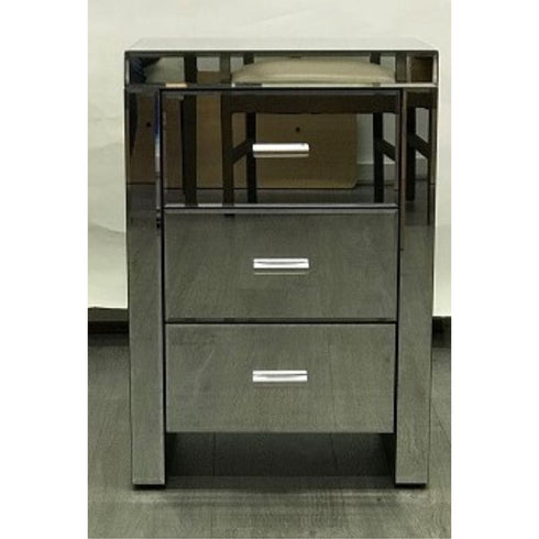 Merida 3-Drawers Mirrored Bedside Table