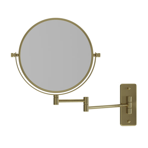 Ablaze Double Sided 1x & 5x Magnification Brushed Brass Round Shaving Mirror