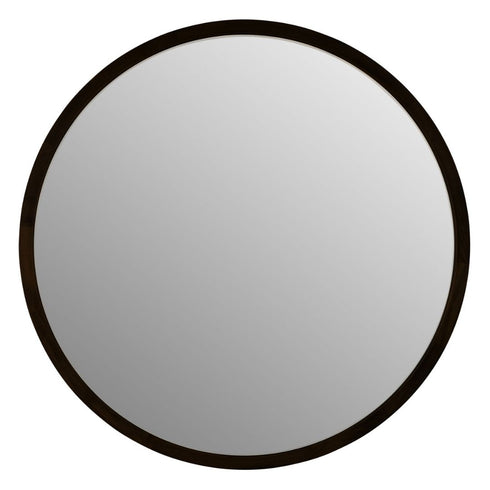 Tisha Black Solid Wood Round Mirror