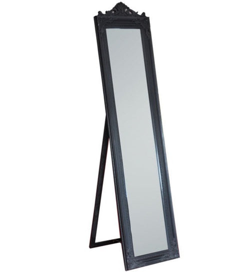 Evelyn Ornate Black Standing Mirror