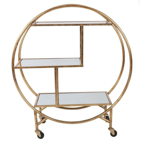 Calder Antique Gold Mirrored Bar Trolley