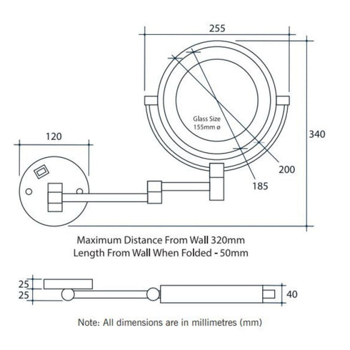 Ablaze Backlit 5x Magnification Round Shaving & Vanity Mirror
