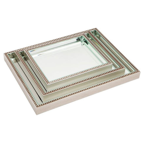 Zeta Antique Silver Mirrored Tray