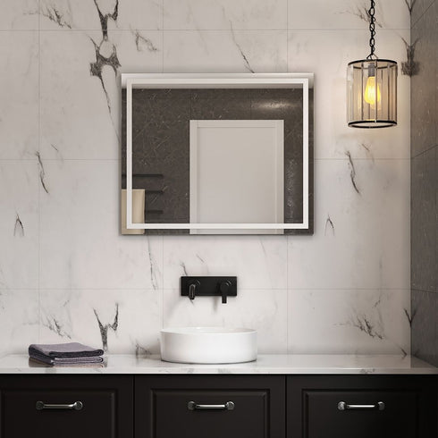 Sierra Bathroom Wall Mirror with Sandblasted Border