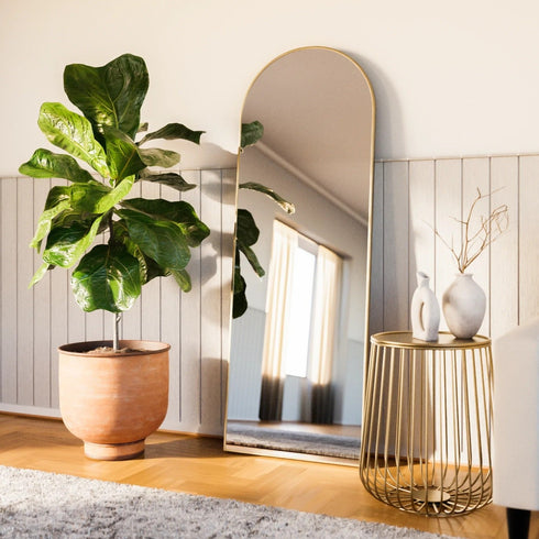 Aiva Satin Brass Arch Wall Mirror