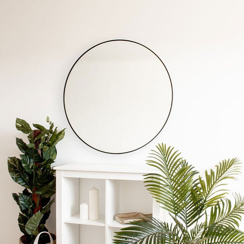 Osric Black Round Mirror