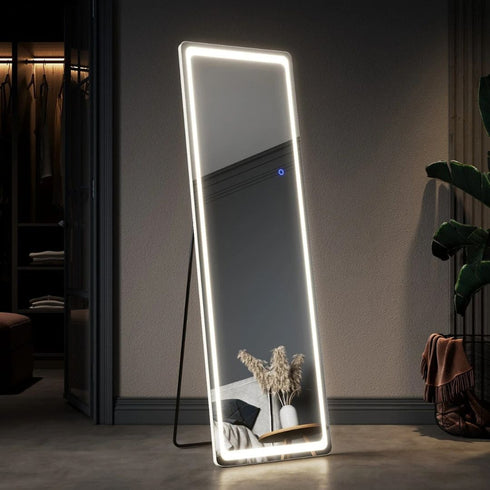 Ryenne Round Corner 3 Color LED Dressing Wall Mounted/Standing Mirror