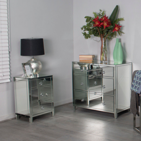 Glamour Mirrored Bedside Table