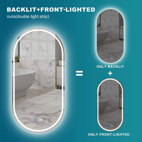Alyn Anti-fog Oval Back And Front LED Bathroom Wall Mirror