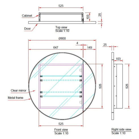 Delany Round Satin Brass Mirror Cabinet
