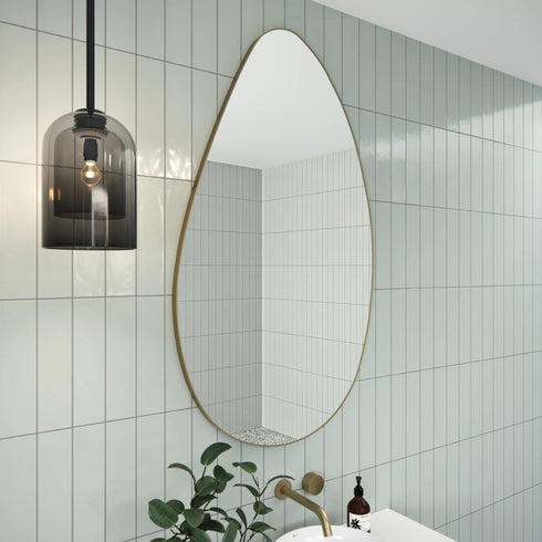 Miel Pebble Shape Satin Brass Wall Mirror