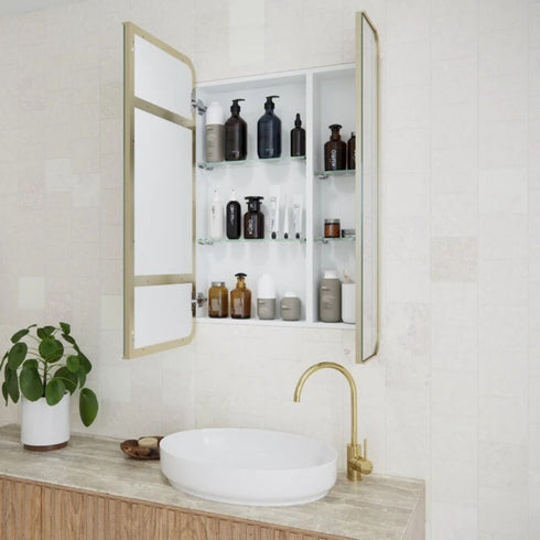 Zivile Rectangle Brass Mirror Cabinet