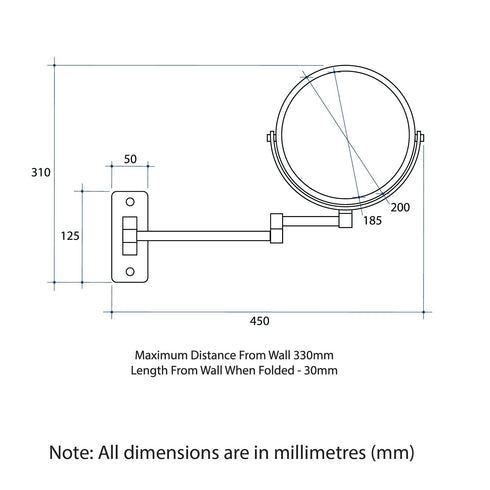 Ablaze Double Sided 1x & 5x Magnification Brushed Nickel Round Shaving Mirror